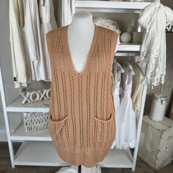 Minibee Sweaters - Women's Tan Knit Sweater Vest
